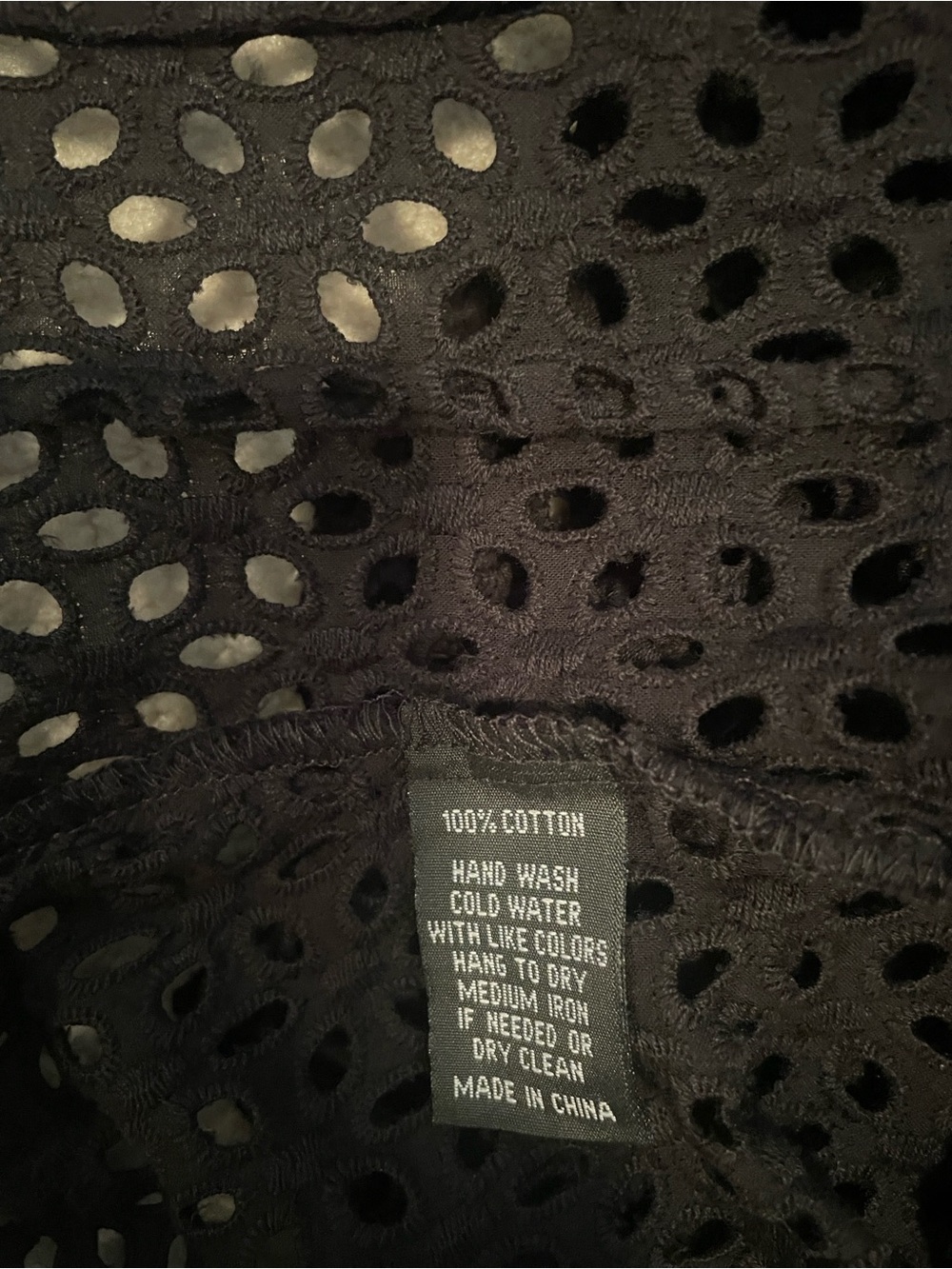 Tie-Front Eyelet Collared Blouse - Black - Picture 3 of 3